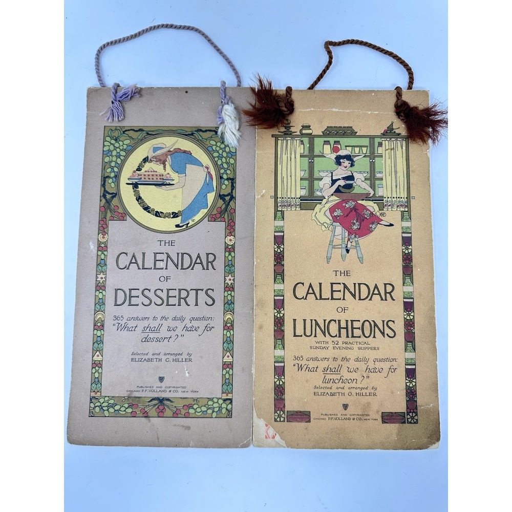Antique Art Deco Calendar of Luncheons & Desserts Elizabeth Hiller Cookbook